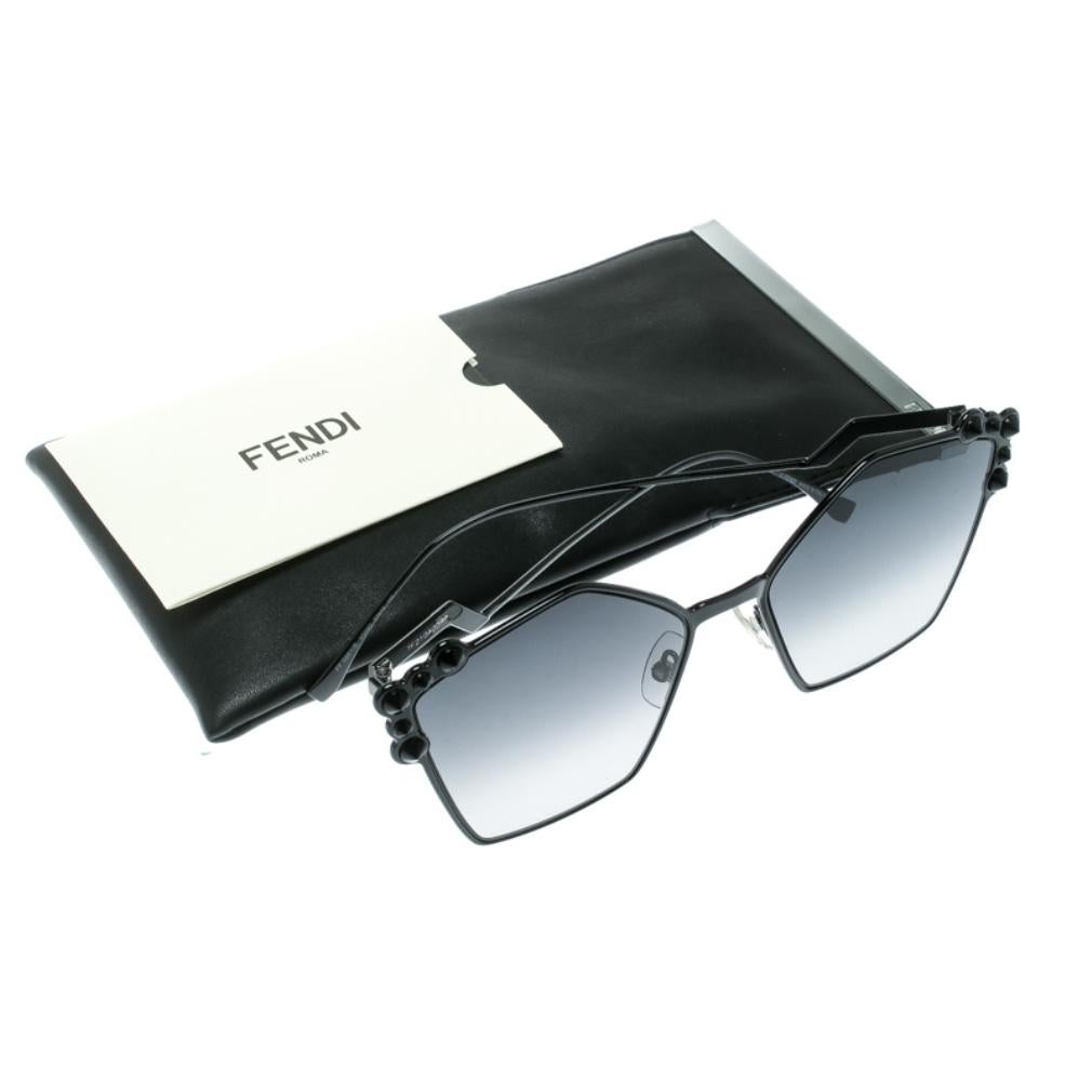 Fendi Black / Grey Gradient FF 0261/S Spike Studded Can Eye Geometric Sunglasses 3