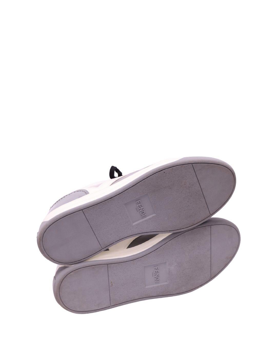 Fendi Schwarz, Grau & Weiß Lackleder Sneakers - EU 42 Herren im Angebot