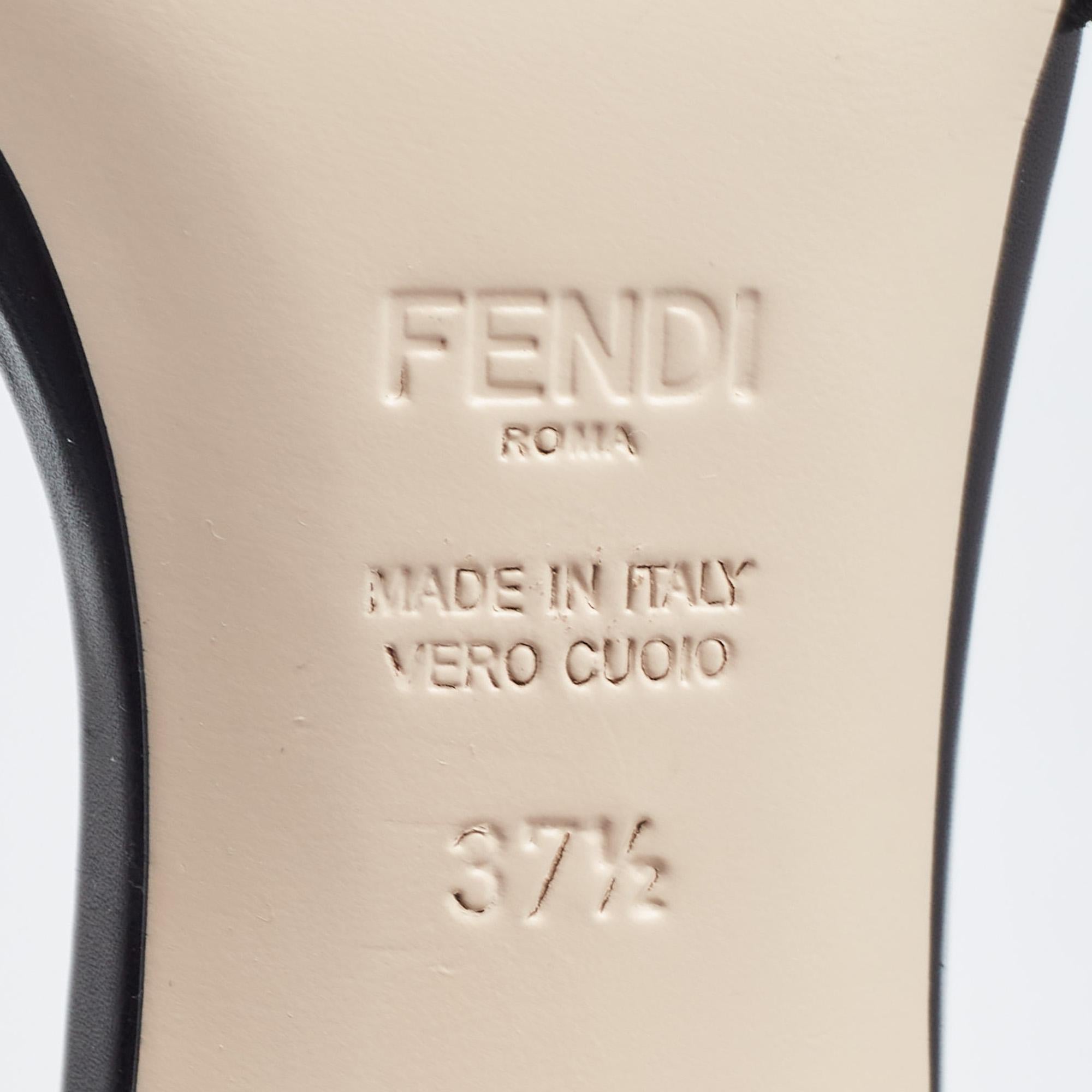 Fendi Black/Grey Zucca Velvet Slide Sandals Size 37.5 3