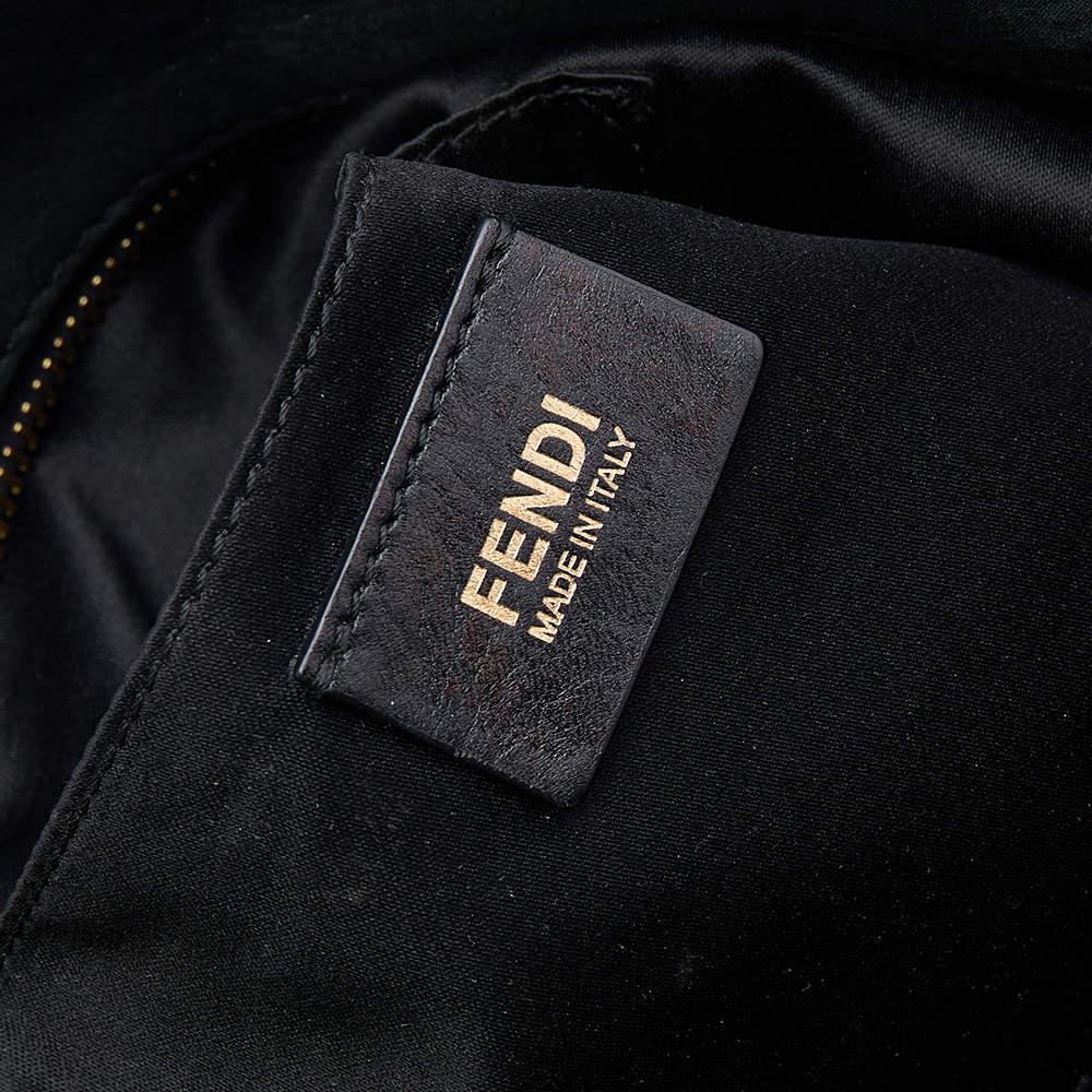 Fendi Black Iridescent Leather Chain Tote For Sale 9