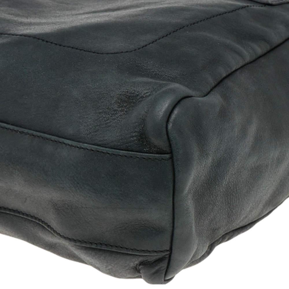 Fendi Black Iridescent Leather Chain Tote For Sale 5