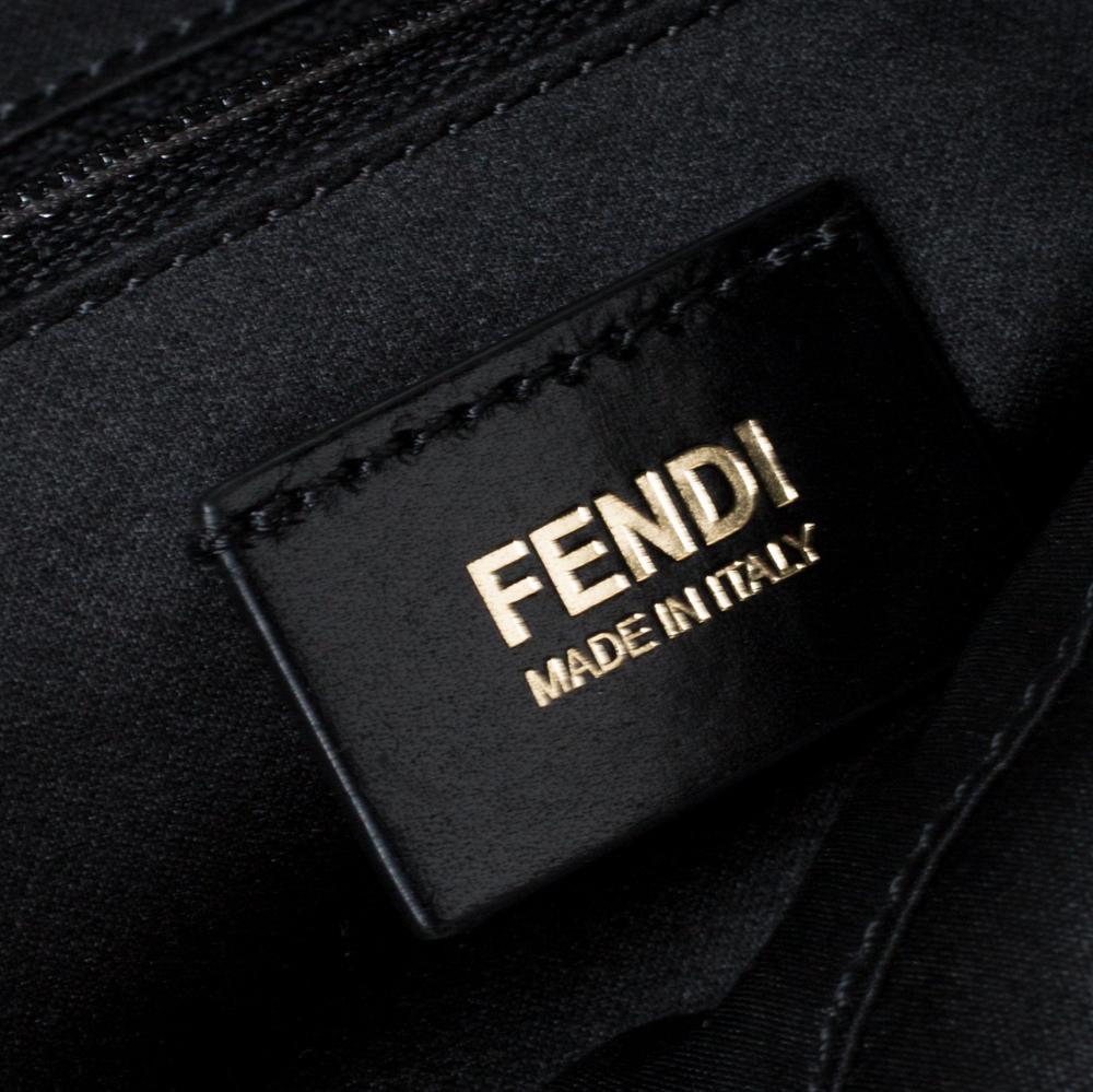 Fendi Schwarz schillernde Leder Mama Forever große Klappe Umhängetasche 6