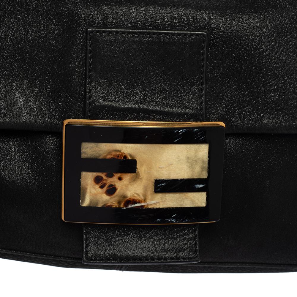 Fendi Black Iridescent Leather Mama Forever Large Flap Shoulder Bag 8