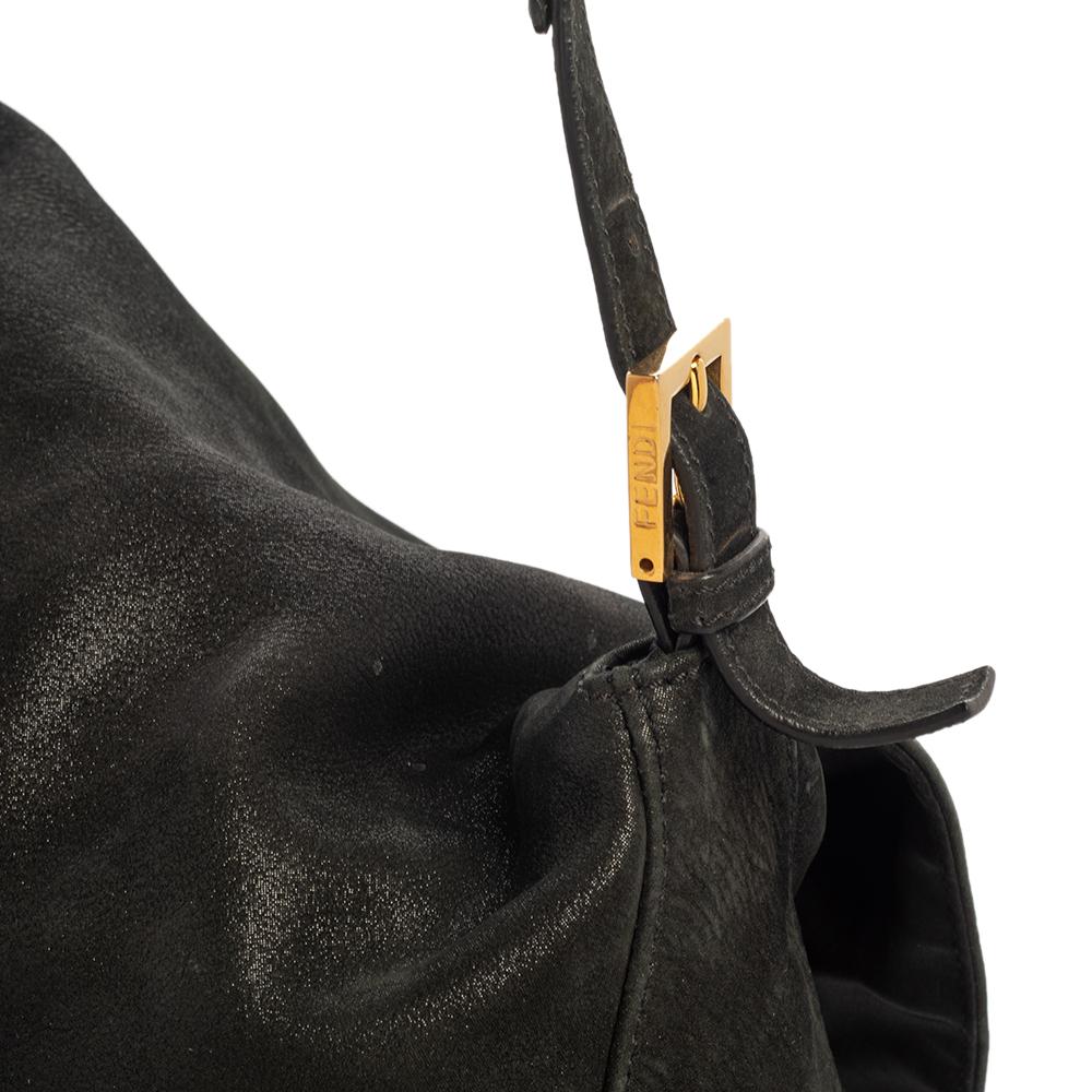 Fendi Black Iridescent Leather Mama Forever Large Flap Shoulder Bag 9