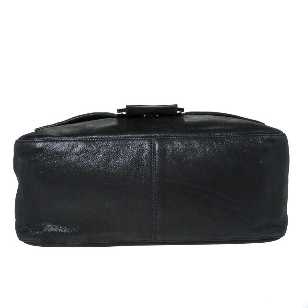 Fendi Schwarz schillernde Leder Mama Forever große Klappe Umhängetasche 1