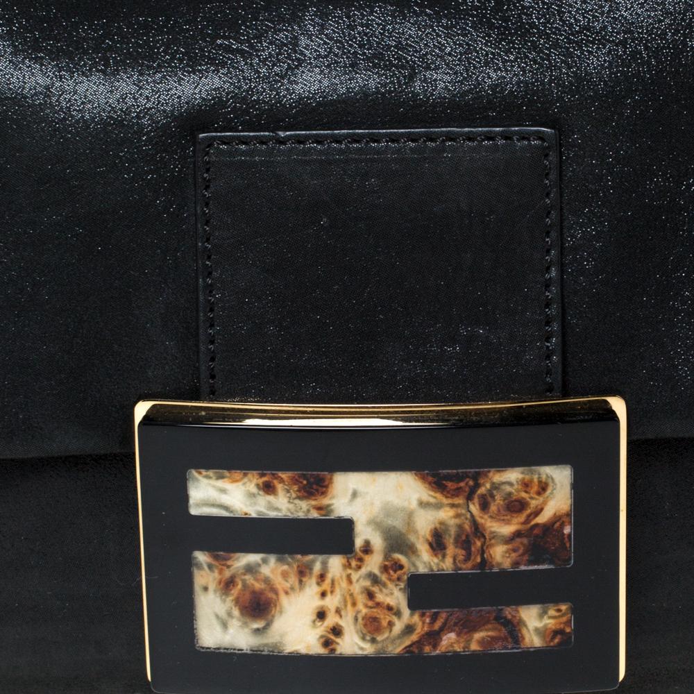 Fendi Schwarz schillernde Leder Mama Forever große Klappe Umhängetasche 2