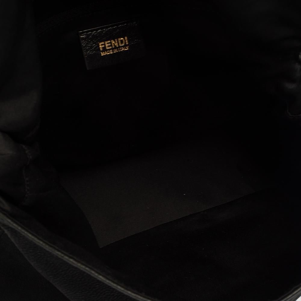 Fendi Black Iridescent Leather Mama Forever Large Flap Shoulder Bag 2