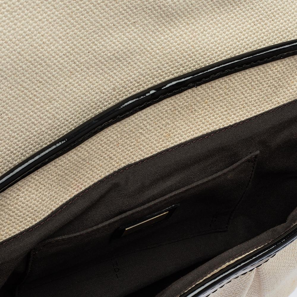 Fendi Black/Ivory Canvas and Patent Leather B Shoulder Bag 9