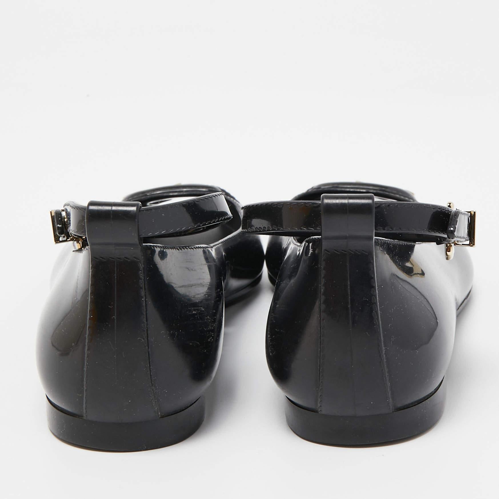 Fendi Negro Jelly Buckle Ankle Strap Flats Talla 36 en venta 1