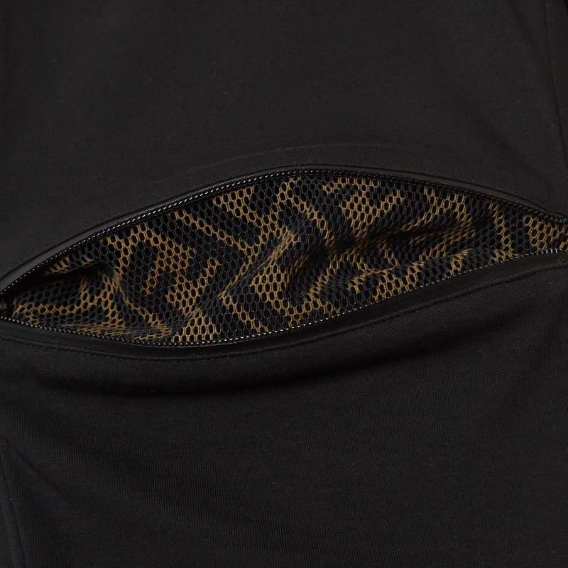 Men's Fendi Black Jersey and Mesh Zip Knee Joggers M