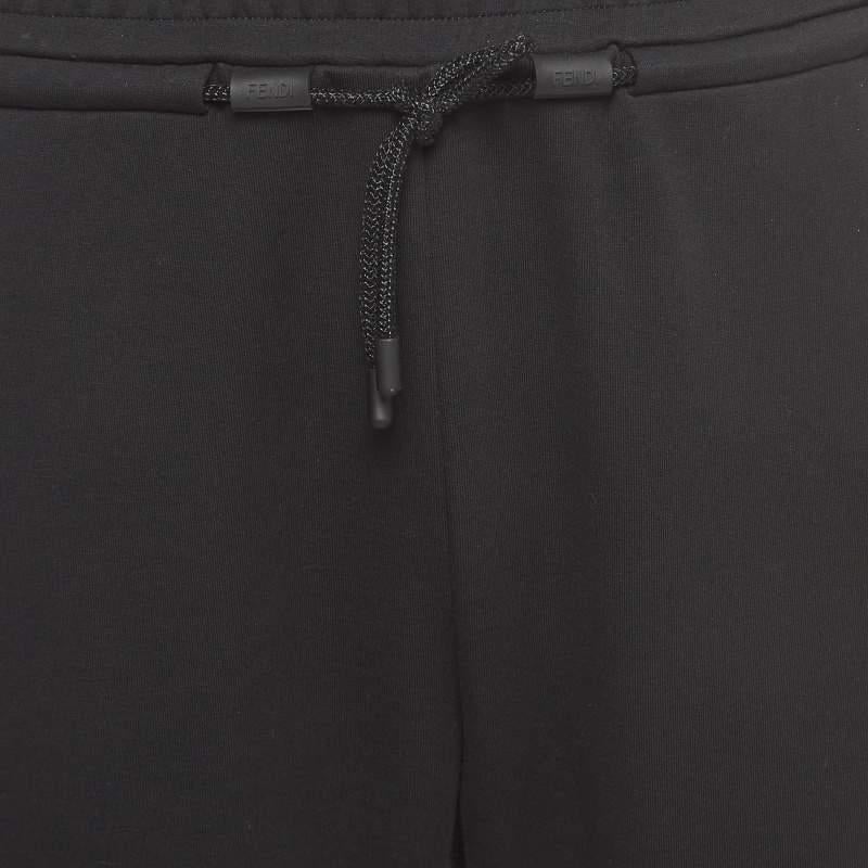 Fendi Pantalon de jogging zippé en jersey et maille, noir M en vente 1