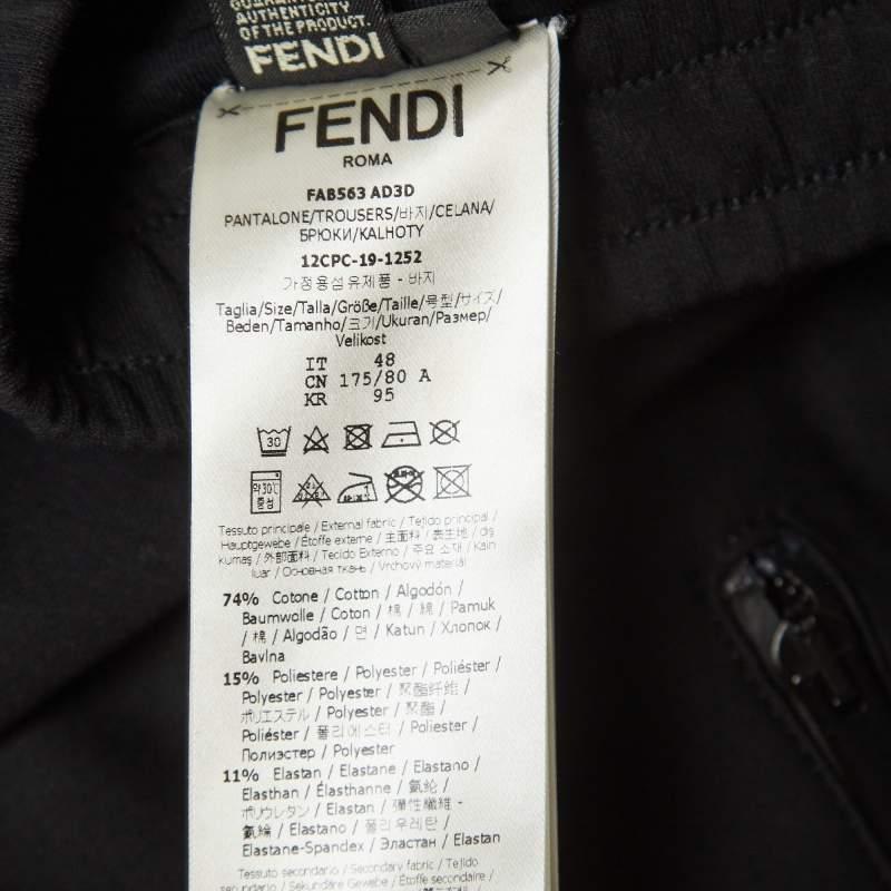 Fendi Black Jersey and Mesh Zip Knee Joggers M For Sale 3