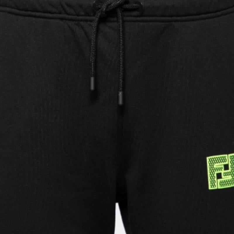 Fendi Black Jersey Logo Printed Trackpants L In Excellent Condition For Sale In Dubai, Al Qouz 2