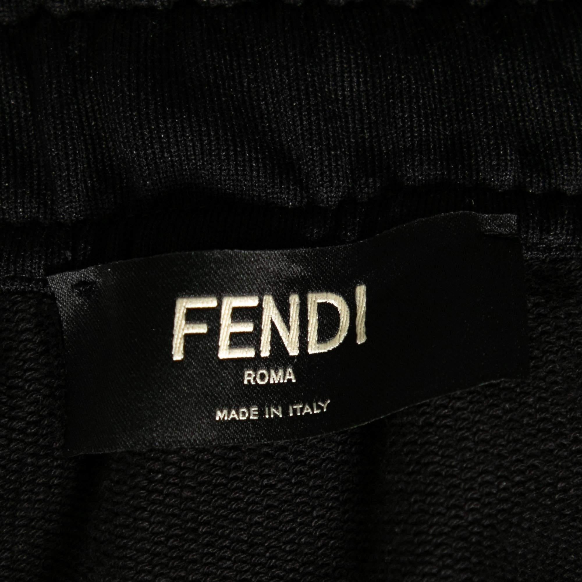 Men's Fendi Black Jersey Logo Printed Trackpants L For Sale