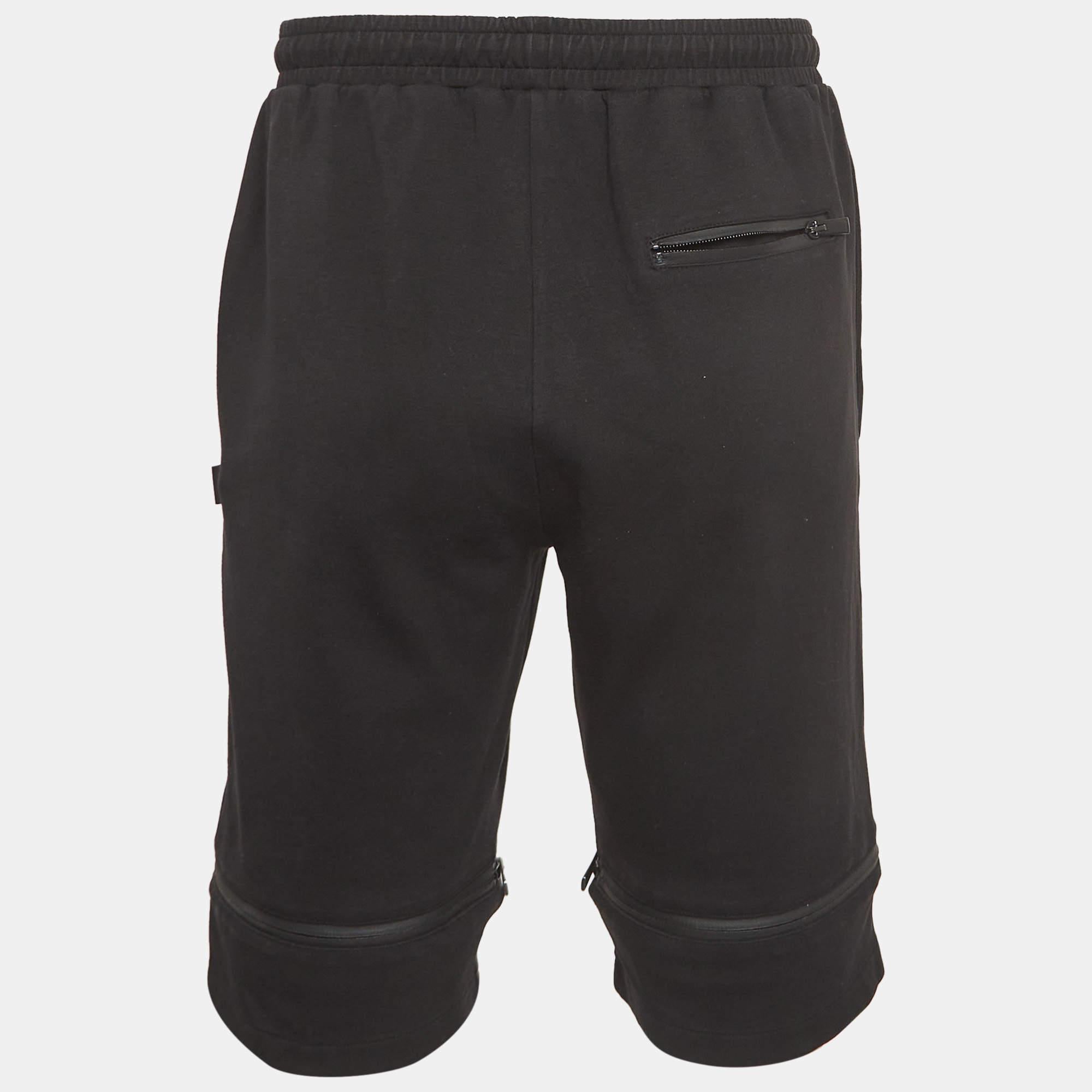 Nero Pantaloncini Fendi neri con pannello in maglia e rete FF S