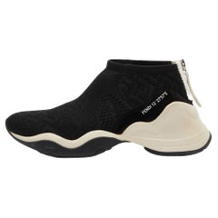 Fendi Schwarze Turnschuhe aus Strickstoff und Wildleder FFluid Jacquard Größe 38