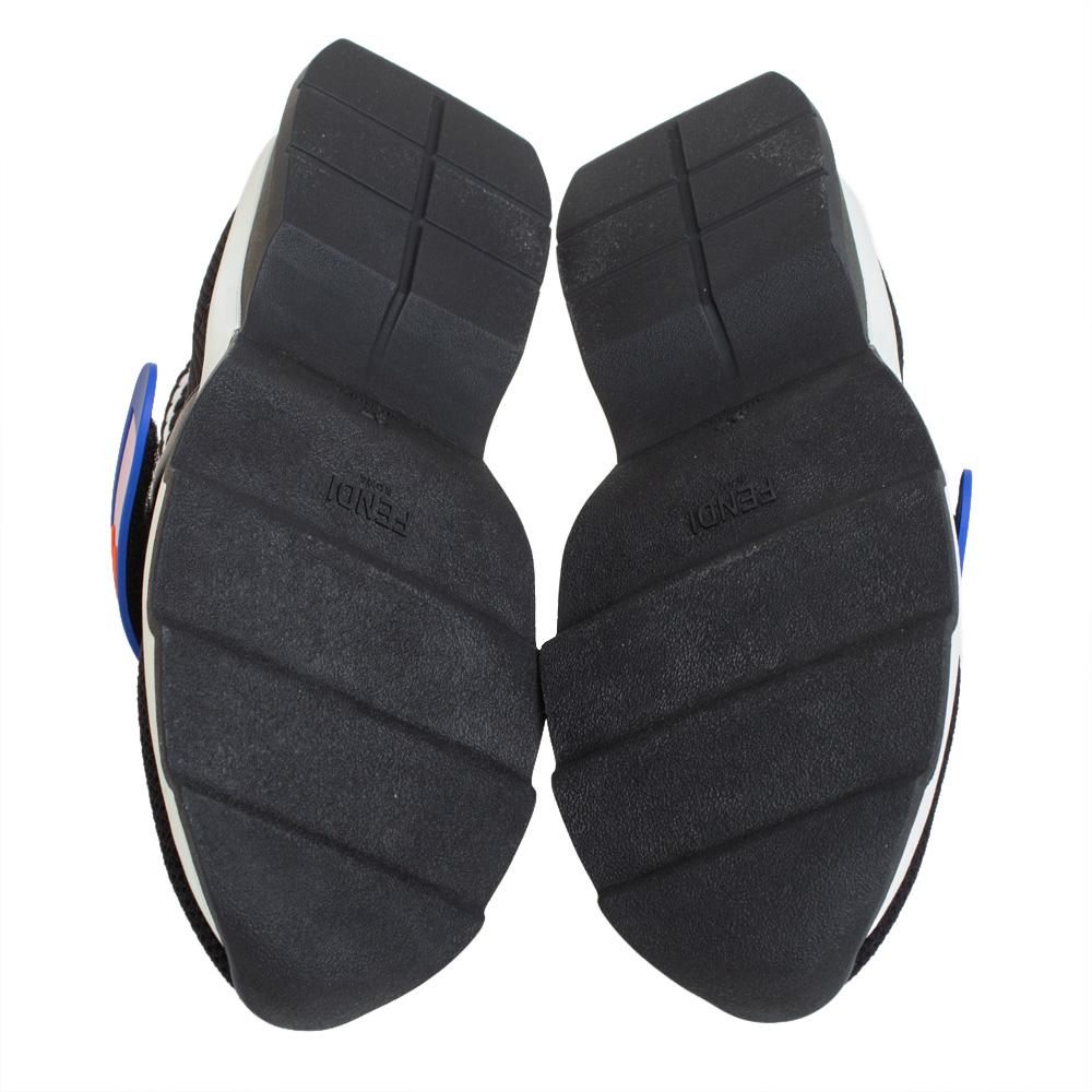 Women's Fendi Black Knit Fabric Rockoko Low Top Sneakers Size 37