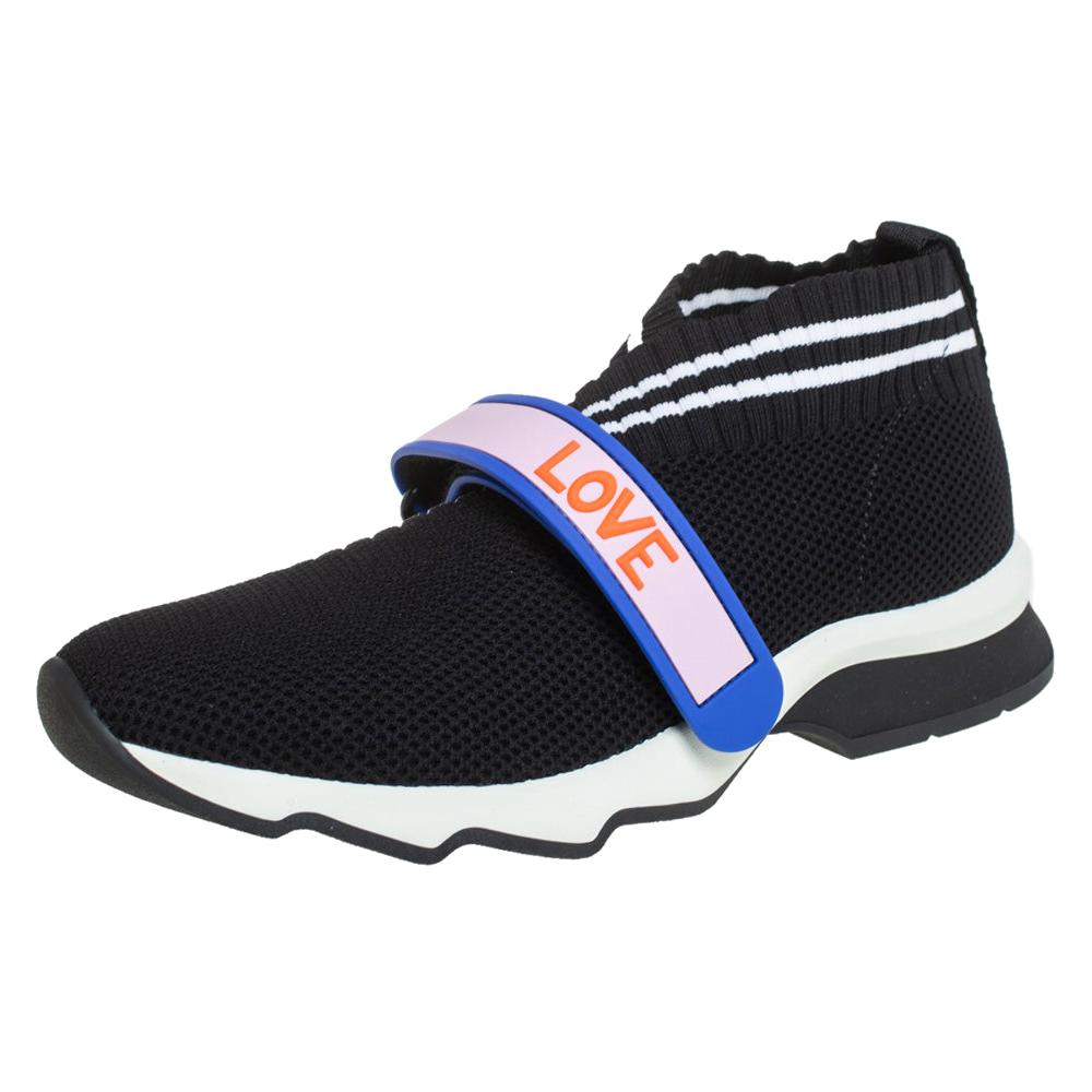 Fendi Black Knit Fabric Rockoko Low Top Sneakers Size 37 at 1stDibs | fendi  sneakers women