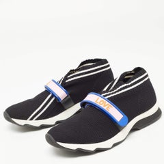 Fendi Black Knit Fabric Rockoko Mismatch Sneakers Size 41