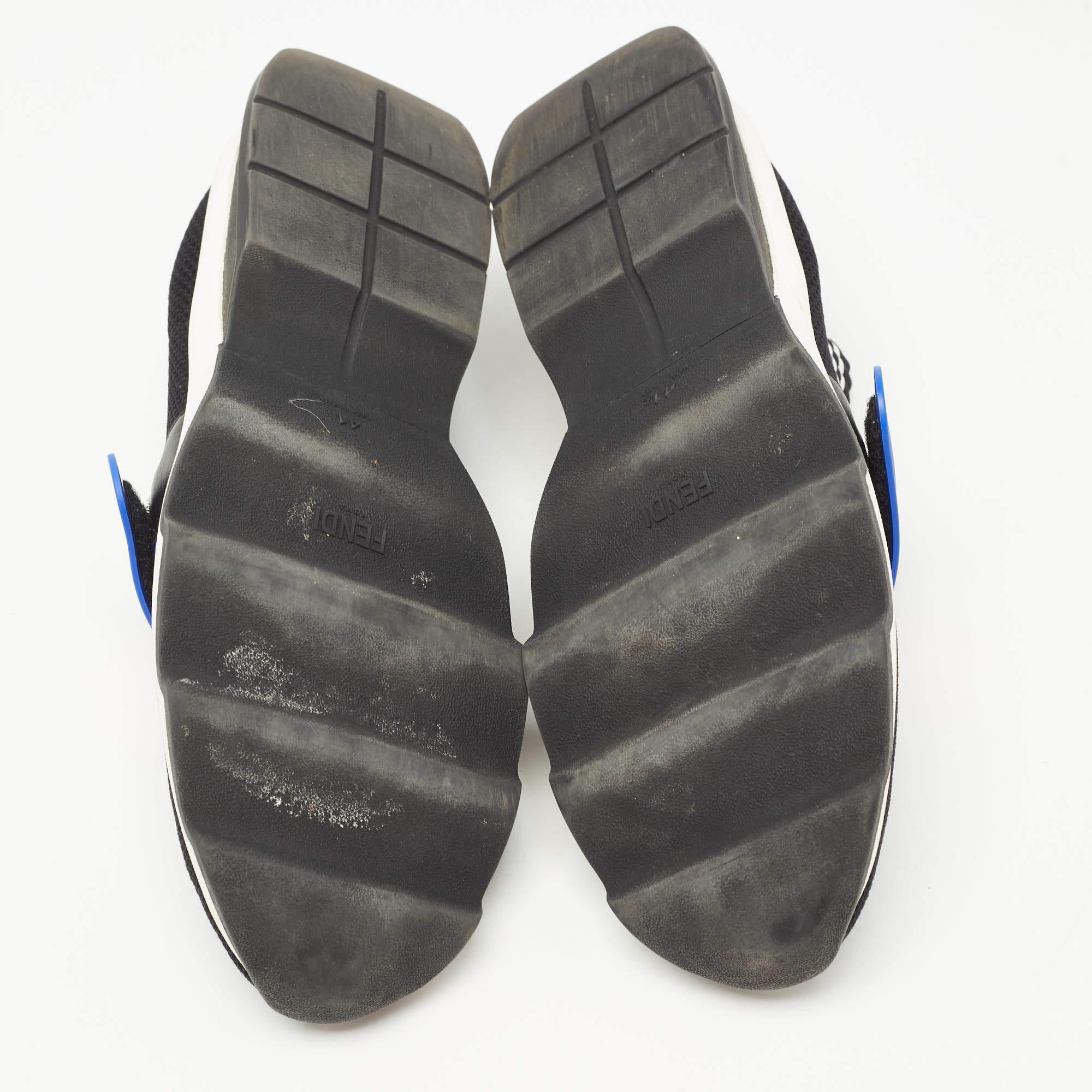 Fendi Black Knit Fabric Rockoko Mismatch Sneakers Size 41 For Sale 2