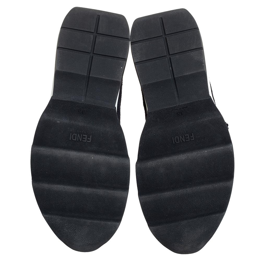 Fendi Black Knit Fabric Sock High Top Sneakers Size 35 In Good Condition In Dubai, Al Qouz 2