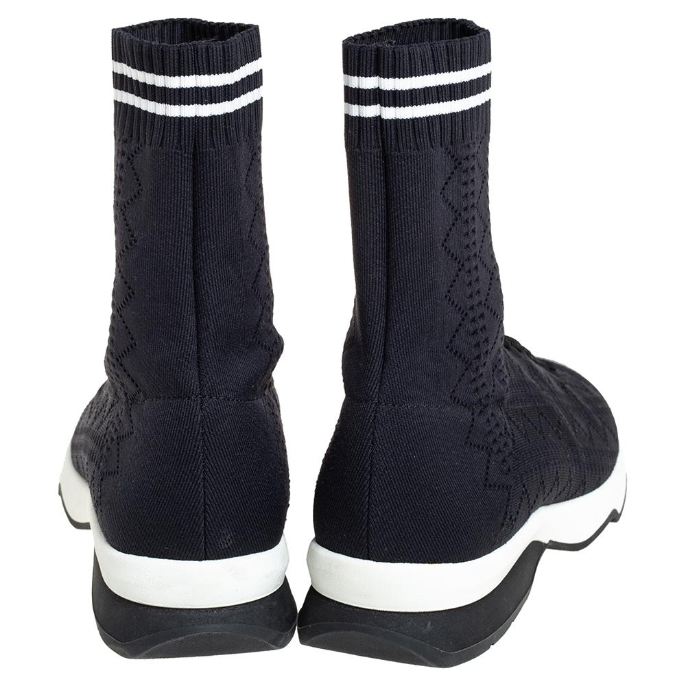 Women's Fendi Black Knit Fabric Sock High Top Sneakers Size 35
