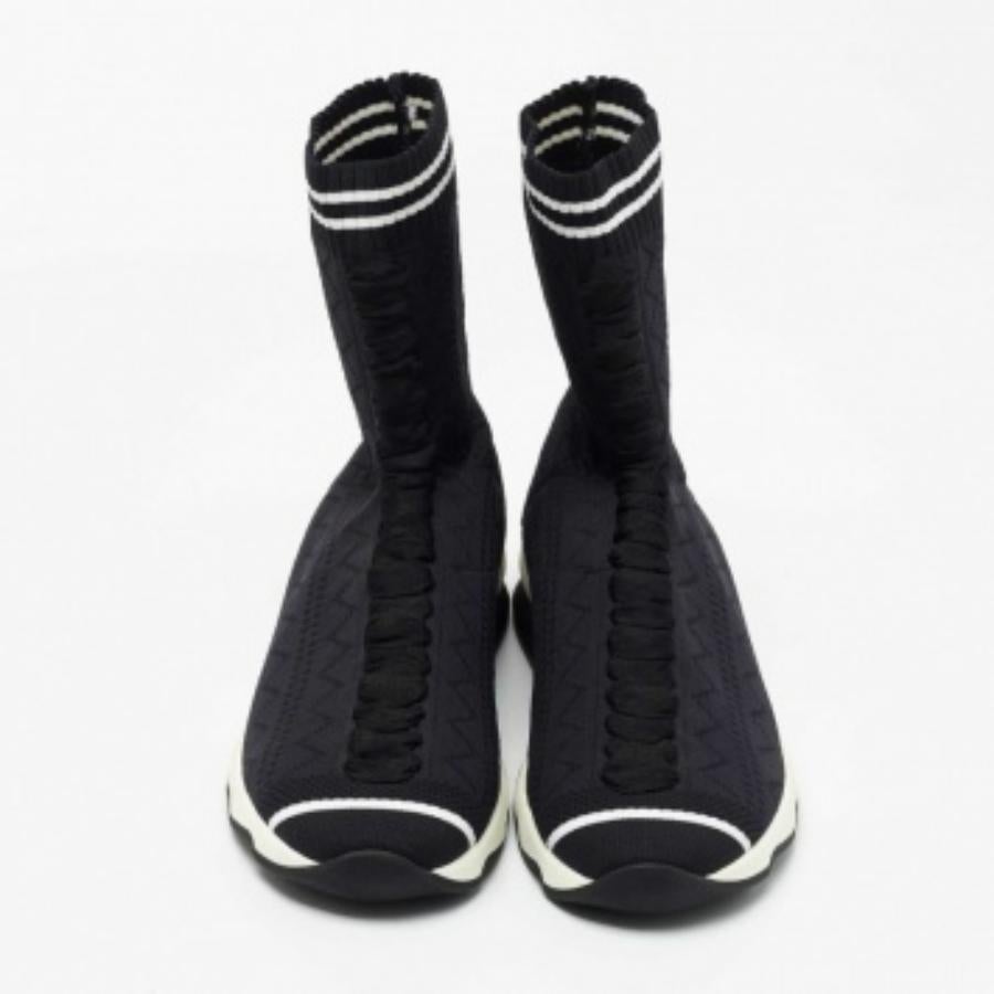 Fendi Schwarz Knit Stoff Socke High Top Turnschuhe Größe 40 Damen im Angebot