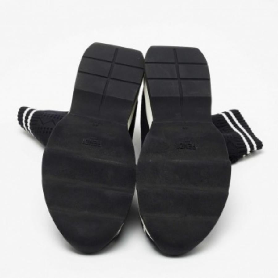 Fendi Schwarz Knit Stoff Socke High Top Turnschuhe Größe 40 im Angebot 2