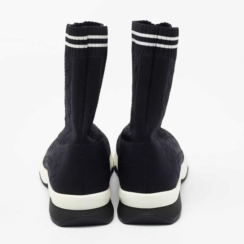 Fendi Black Knit Fabric Sock High Top Sneakers Size 40 en vente 3
