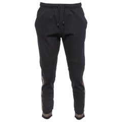 Fendi Black Knit Logo Printed Paneled Joggers L