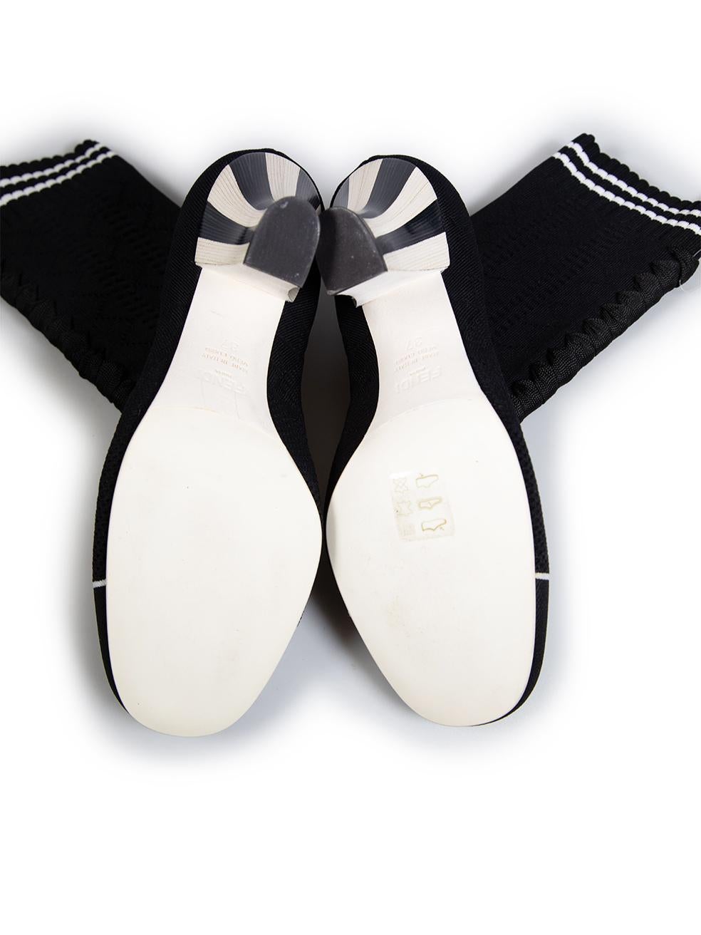 Women's Fendi Black Knit Rockoko Runway Ankle Boots Size IT 37