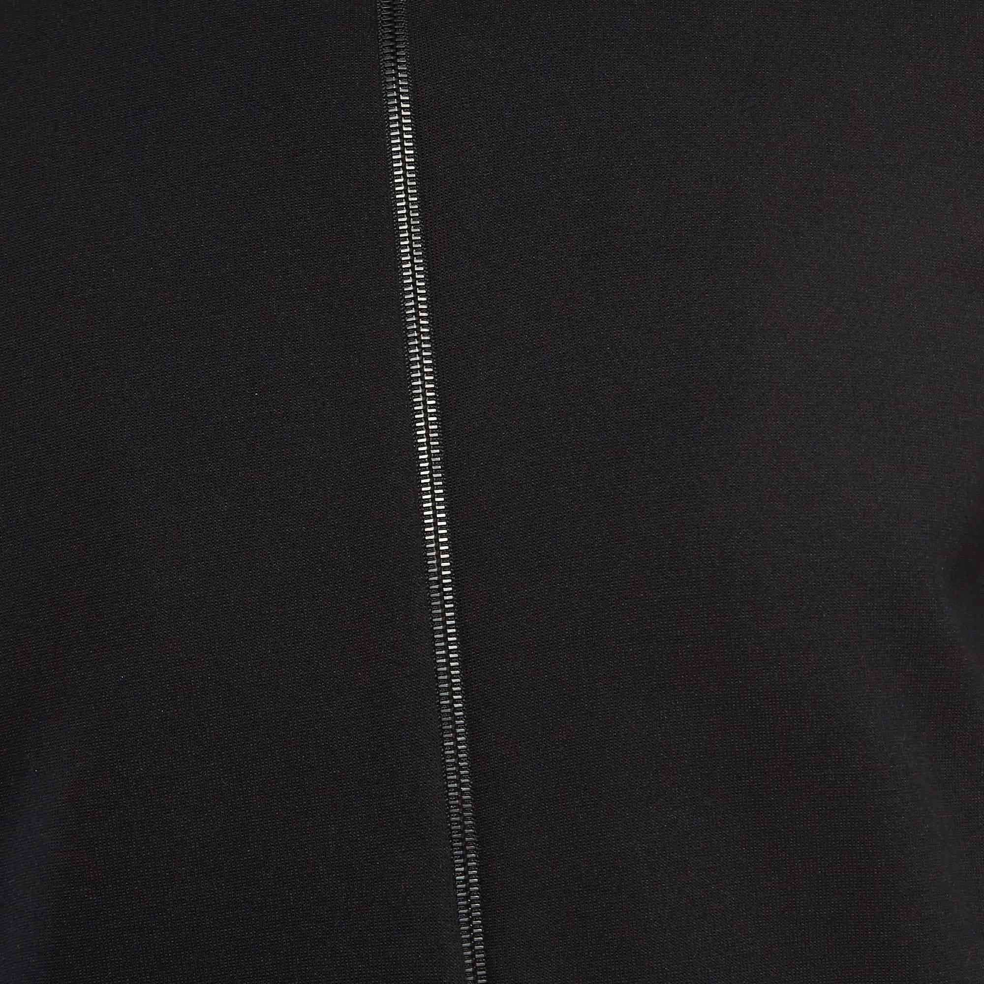 Fendi Black Knit Side Logo Tape Zip Front Jacket XS 1