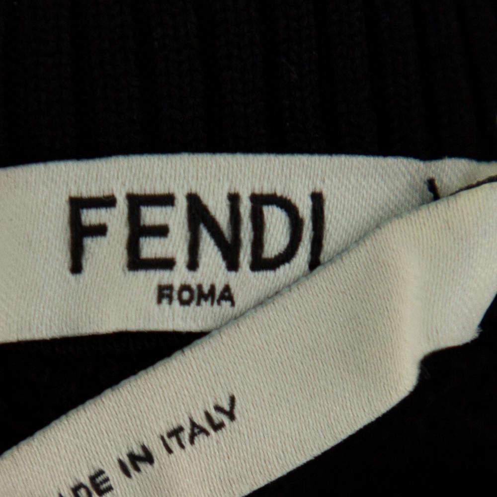 Women's Fendi Black Knit Zipper Front Sweatshirt L For Sale