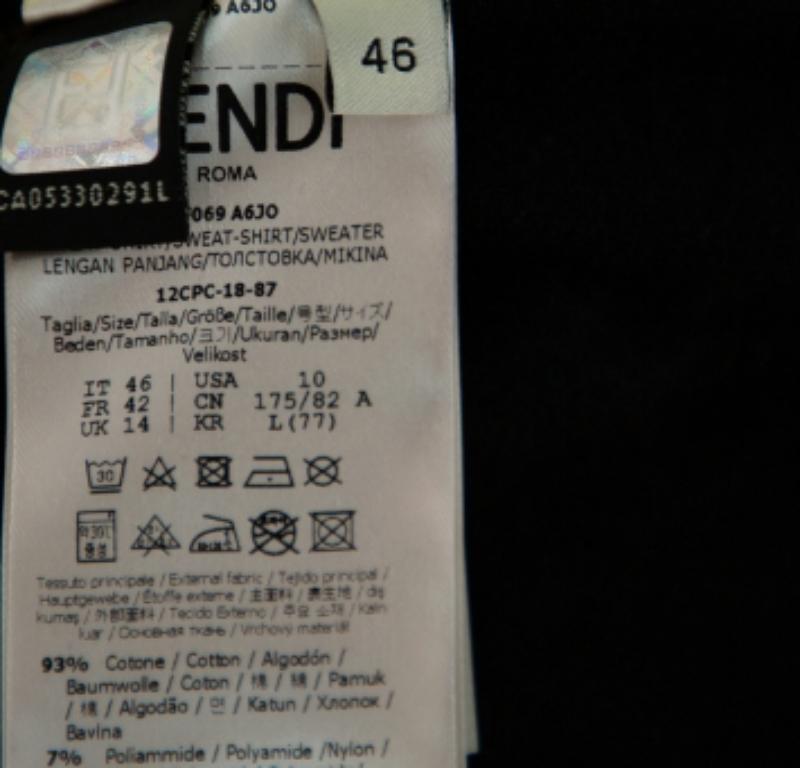 Fendi Black Knit Zipper Front Sweatshirt L For Sale 3