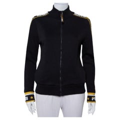 Fendi Black Knit Zipper Front Sweatshirt L