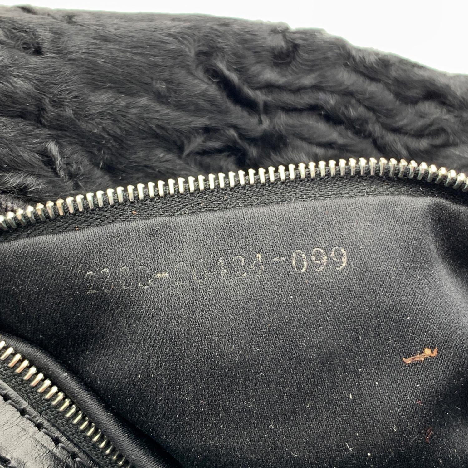 Fendi Black Lamb Fur and Leather Baguette Shoulder Bag Handbag 5