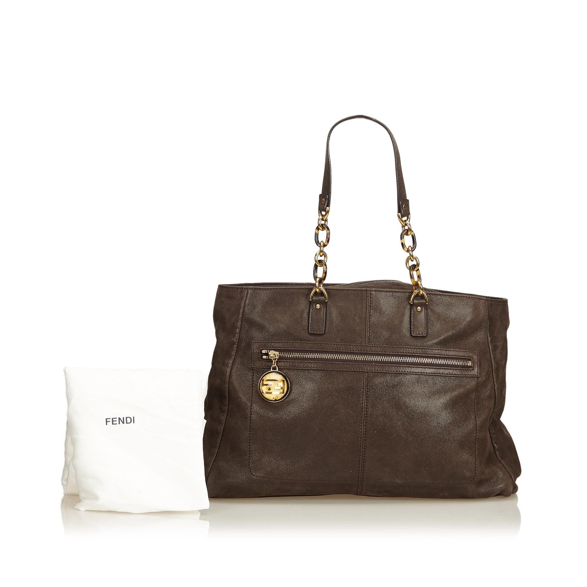 Fendi Black Lame Leather Shoulder Bag 6