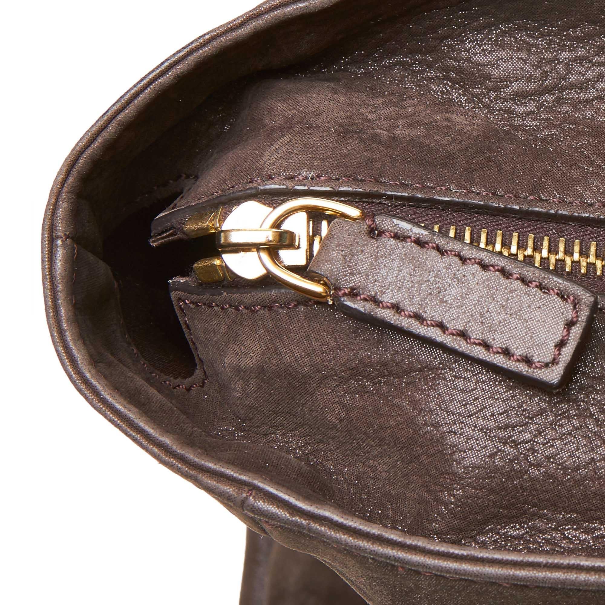 Fendi Black Lame Leather Shoulder Bag 4