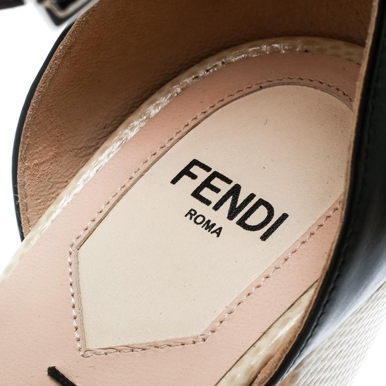 Fendi Black Laser Cut Leather Ankle-Wrap Chameleon Sandals Size 39 For ...