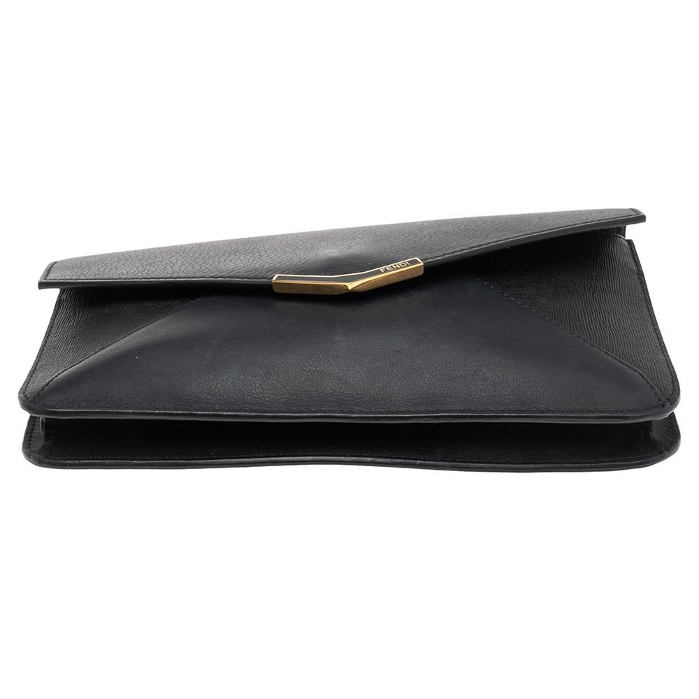 Donna Fendi Pochette a busta in pelle nera 2 Jours