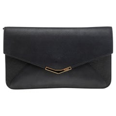 Fendi Black Leather 2 Jours Envelope Clutch