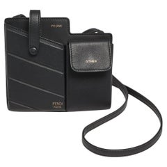 Fendi Black Leather 2 Pockets Mini Shoulder Bag