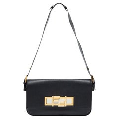 Fendi Black Leather 3Baguette Shoulder Bag