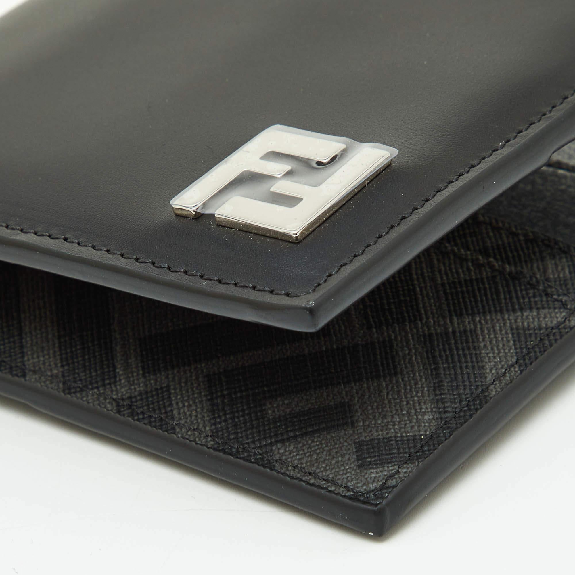 Fendi Black Leather and Coated Canvas Bifold Wallet 1
