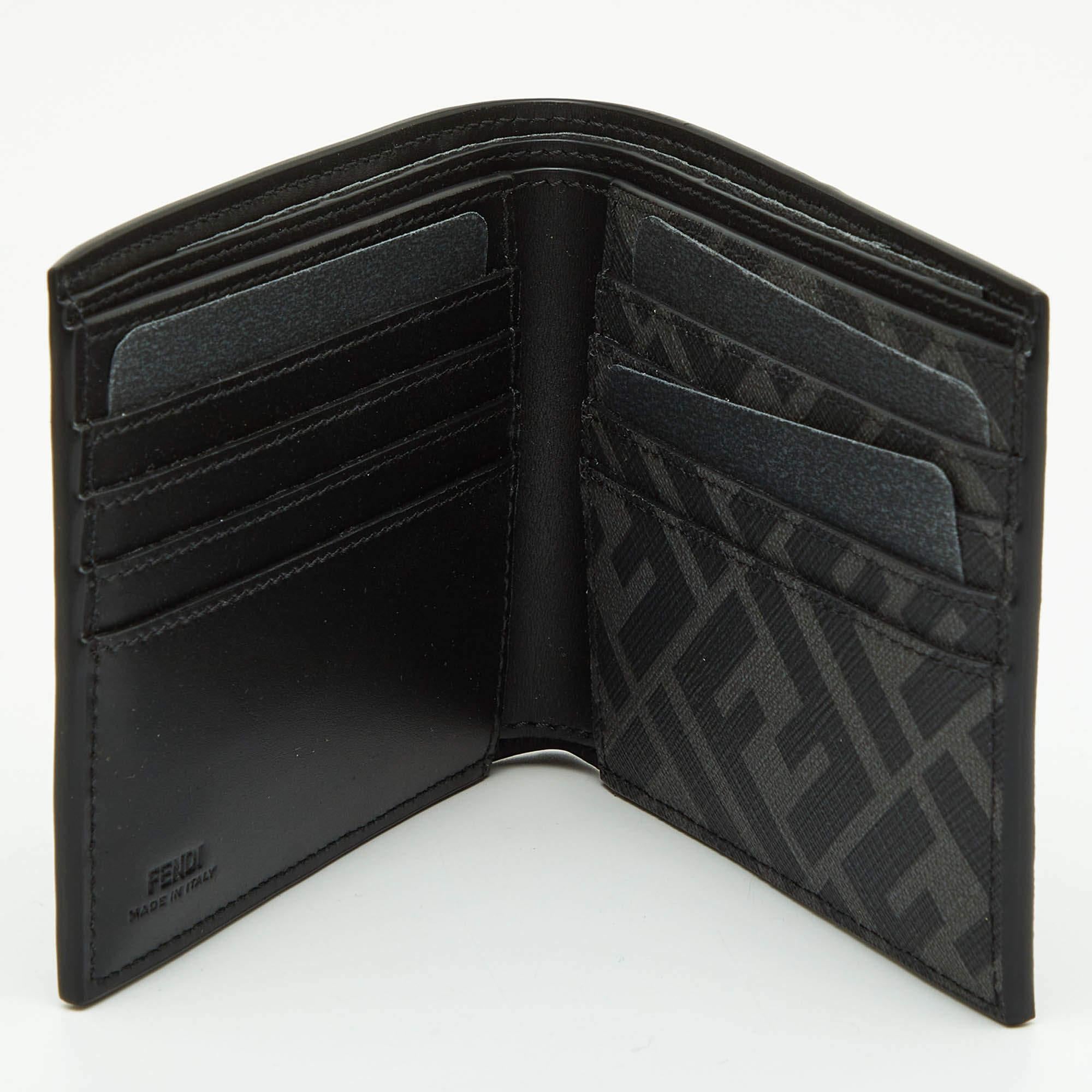 Fendi Black Leather and Coated Canvas Bifold Wallet 2