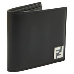 Fendi Black Leather and Coated Canvas Bifold Wallet