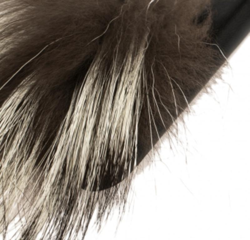 Fendi Black Leather And Fox Fur Karlito iPhone 6 Case In Good Condition For Sale In Dubai, Al Qouz 2