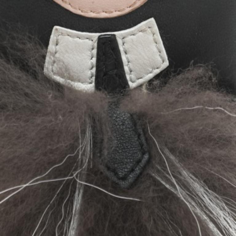 Étui pour iPhone 6 en cuir noir et fourrure de renard Karlito de Fendi Pour femmes en vente