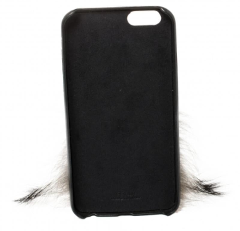 Fendi Black Leather And Fox Fur Karlito iPhone 6 Case For Sale 2