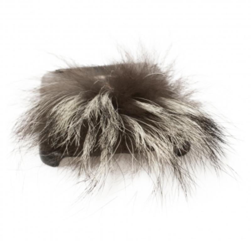 Fendi Black Leather And Fox Fur Karlito iPhone 6 Case For Sale 4
